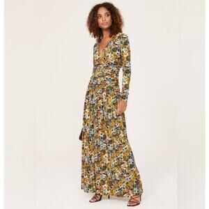 Tanya Taylor Floral Maxi Dress - Yellow and Blue